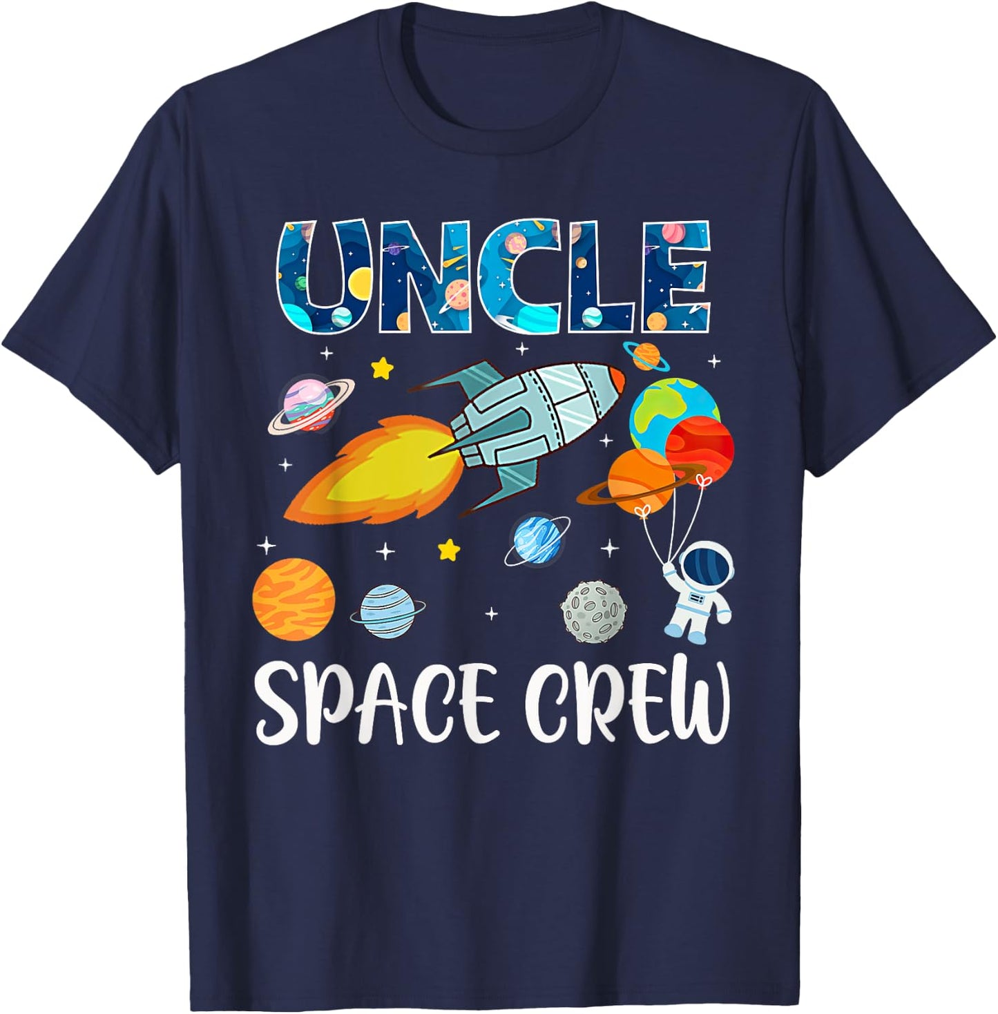 Uncle Space Crew Mom Of The Birthday Boy Birthday Party T-Shirt - T-Shirt | Navy