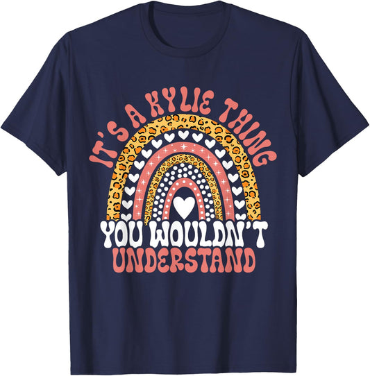 Funny Kylie Name Leopard Funny Kylie Birthday Quote Kylie T-Shirt - T-Shirt | Navy