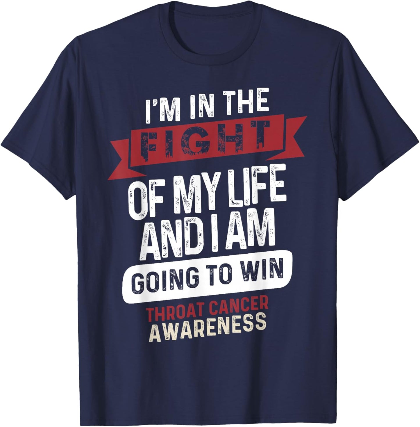 Fight to Win- Throat Cancer Awareness Supporter Ribbon T-Shirt - T-Shirt | Navy