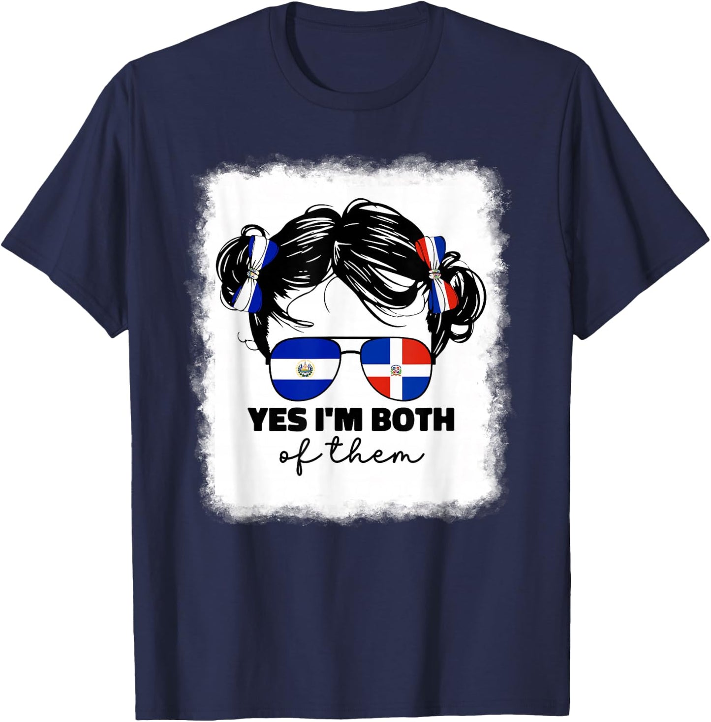 Half Dominican And Salvadorian El Salvador Flag Kids Girls T-Shirt - T-Shirt | Navy