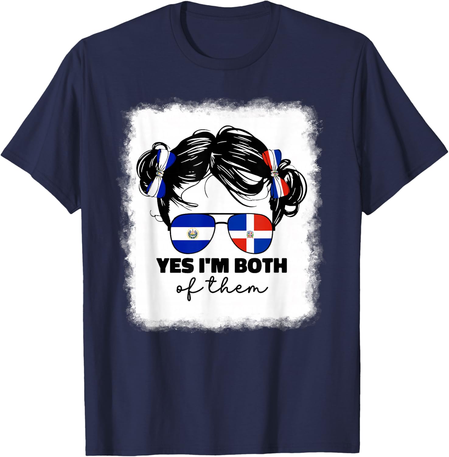 Half Dominican And Salvadorian El Salvador Flag Kids Girls T-Shirt - T-Shirt | Navy