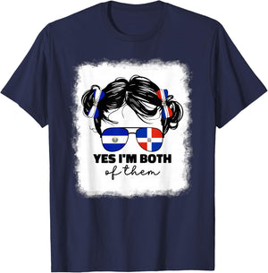 Half Dominican And Salvadorian El Salvador Flag Kids Girls T-Shirt - T-Shirt | Navy