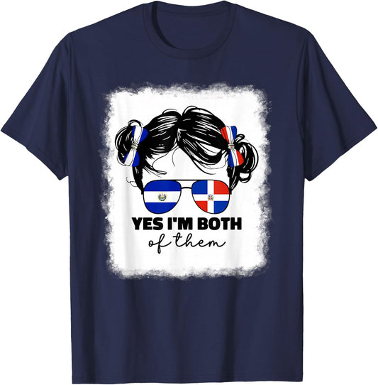 Half Dominican And Salvadorian El Salvador Flag Kids Girls T-Shirt - T-Shirt | Navy