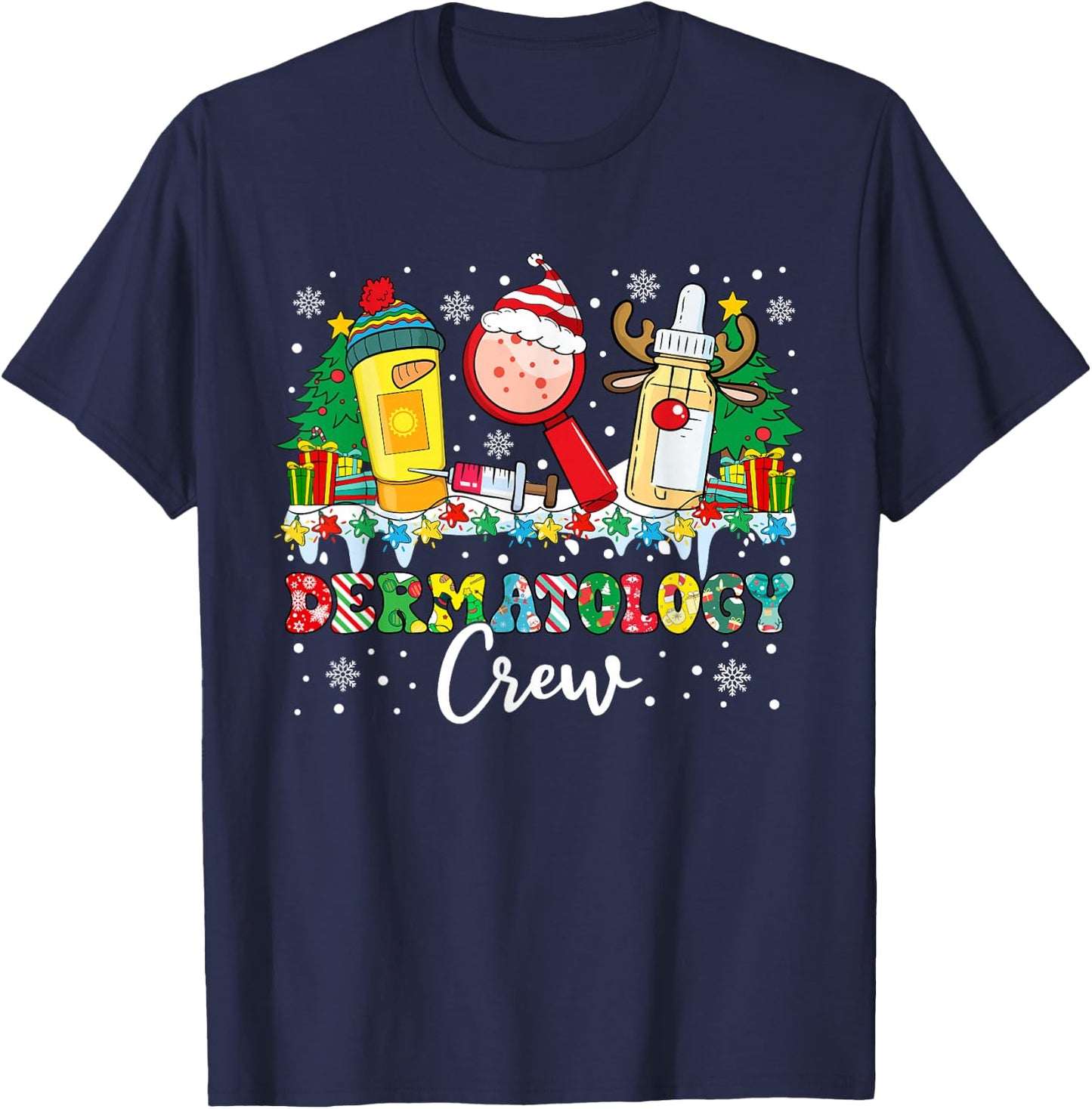 Dermatology Crew Santa Hat Dermatologist Funny Christmas T-Shirt - T-Shirt | Navy