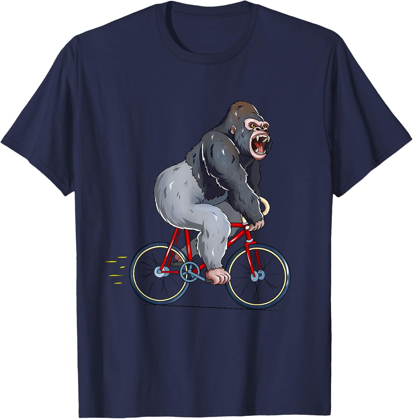 Gorilla Riding Bicycle Cute Biker Cyclist T-Shirt - T-Shirt | Navy