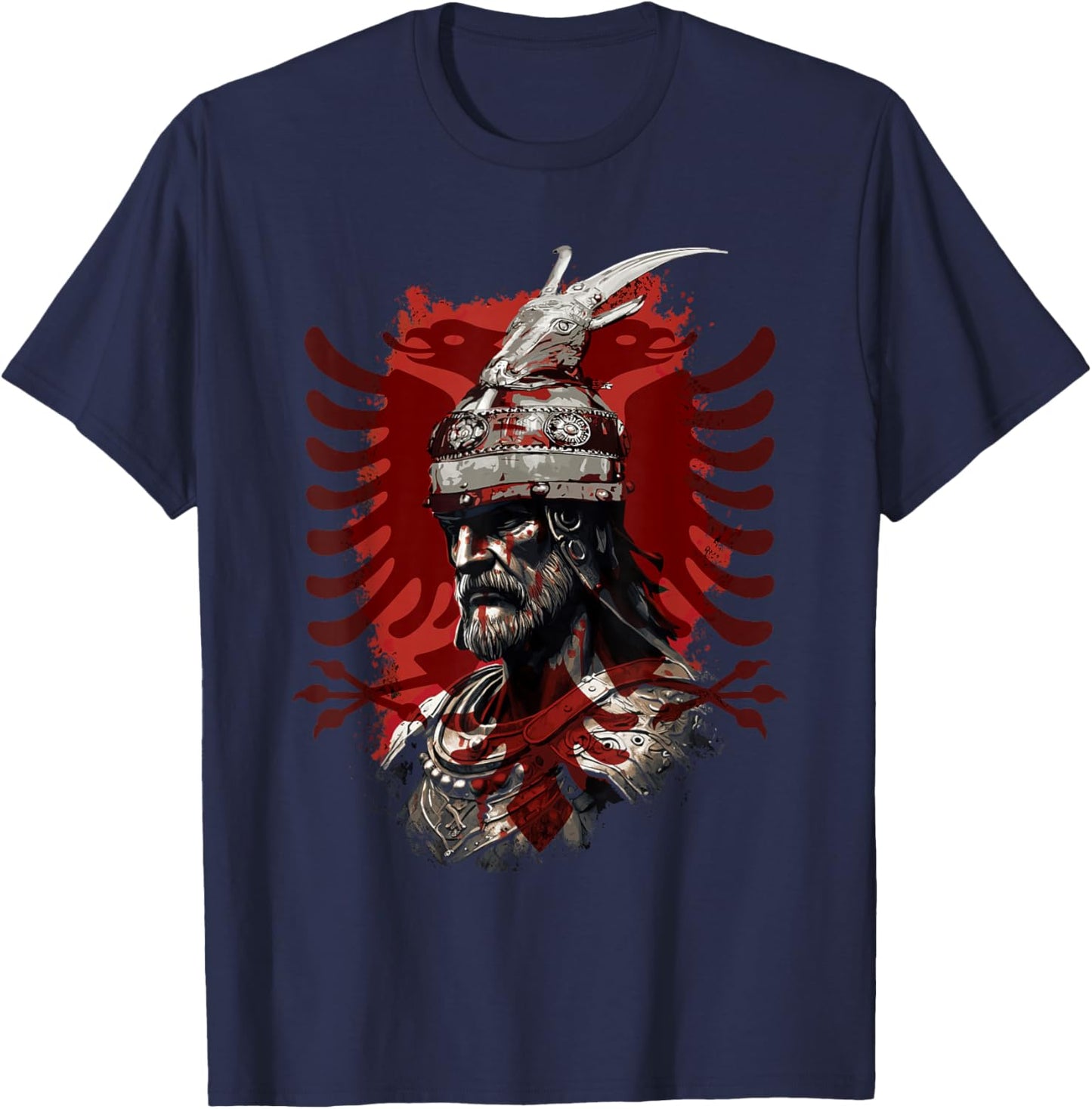 Skanderbeg Albanian National Hero Eagle Kosovo Albanian T-Shirt - T-Shirt | Navy