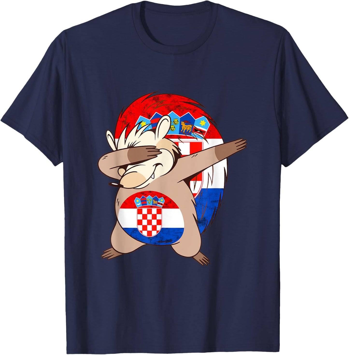 Hrvatska Hedgehog Croatian Soccer Team Croatian Flag Croatia T-Shirt - T-Shirt | Navy