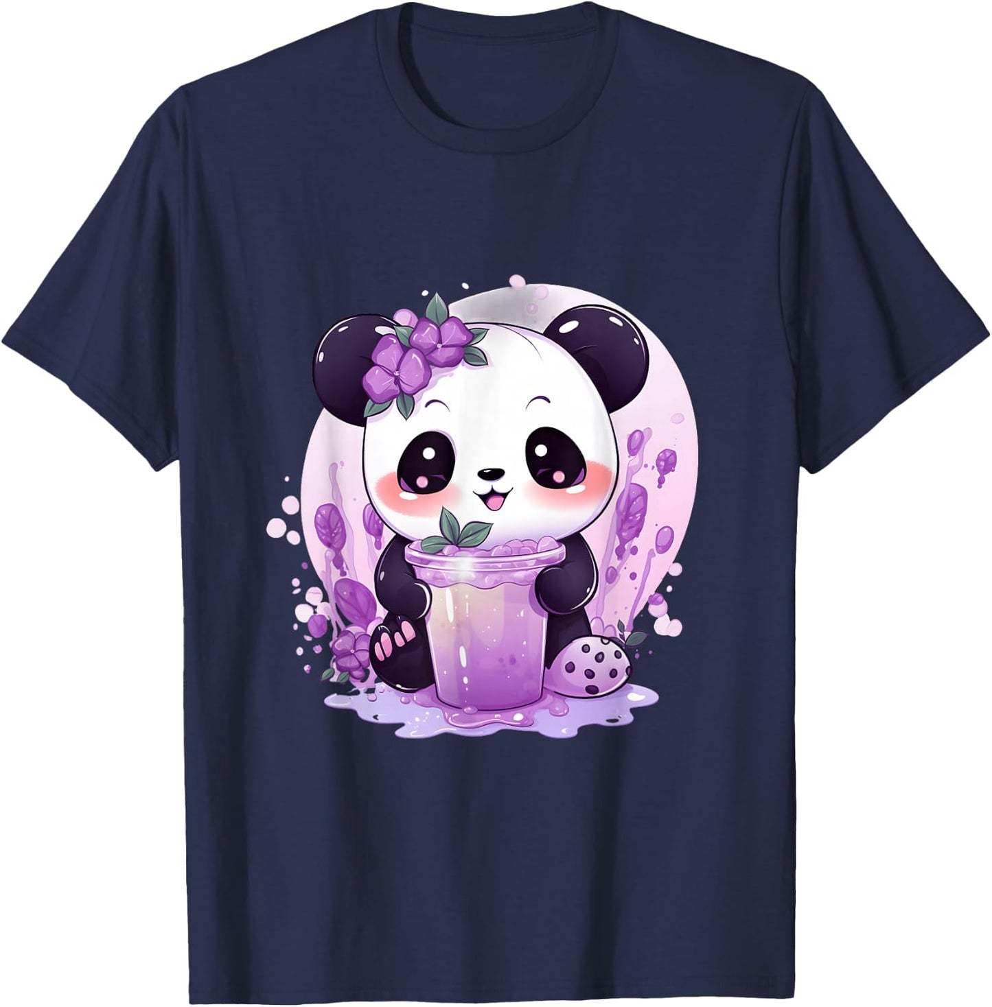 Otaku Kawaii Anime Panda Drinks Boba Tea Bubble T-Shirt - T-Shirt | Navy
