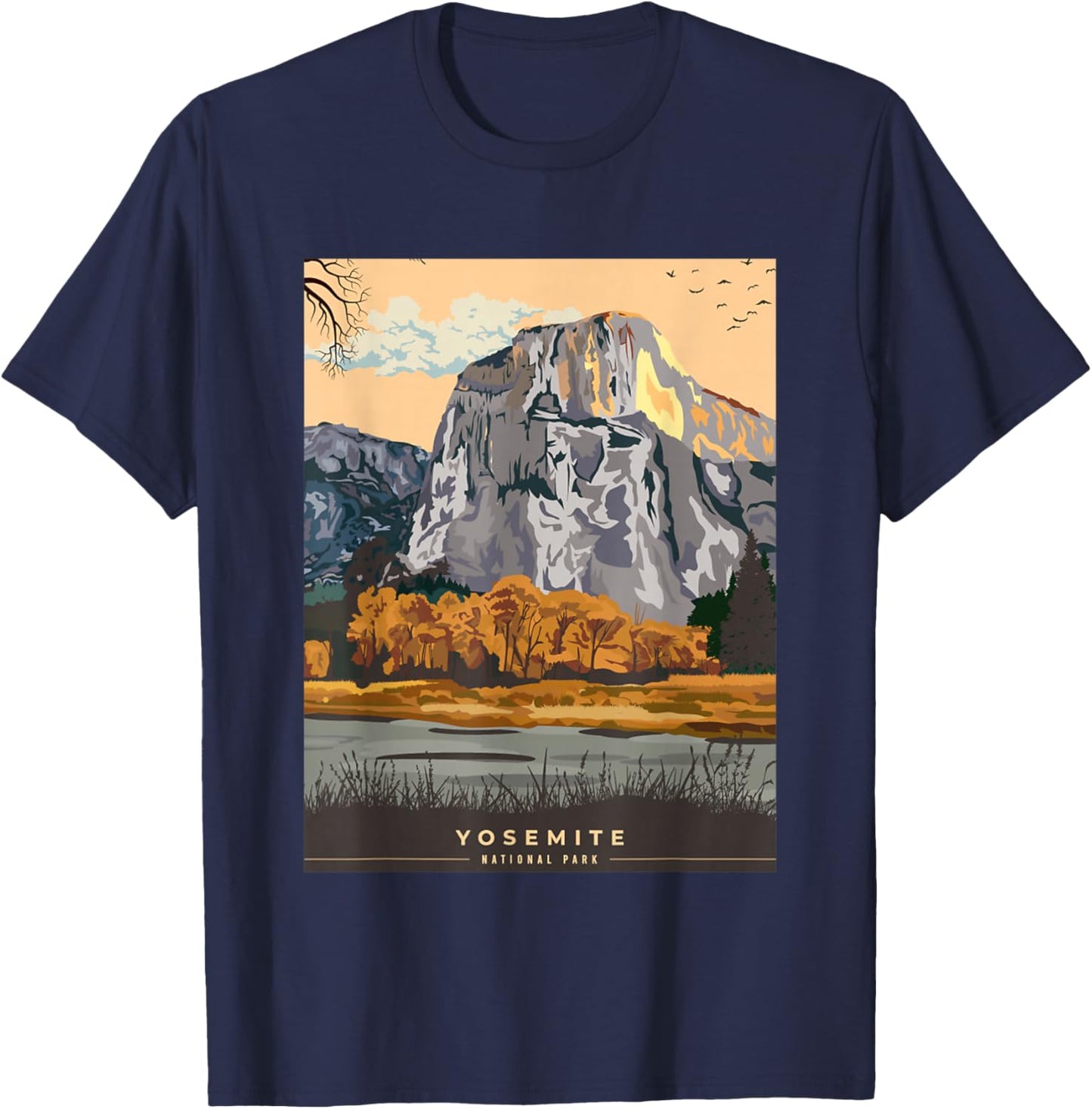 Yosemite National Park - Retro / Throwback Design - Classic T-Shirt - T-Shirt | Navy