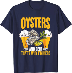 Oyster And Beer Oyster Shucker Seafood Shuck Oyster Shucking T-Shirt - T-Shirt | Navy