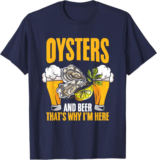 Oyster And Beer Oyster Shucker Seafood Shuck Oyster Shucking T-Shirt - T-Shirt | Navy