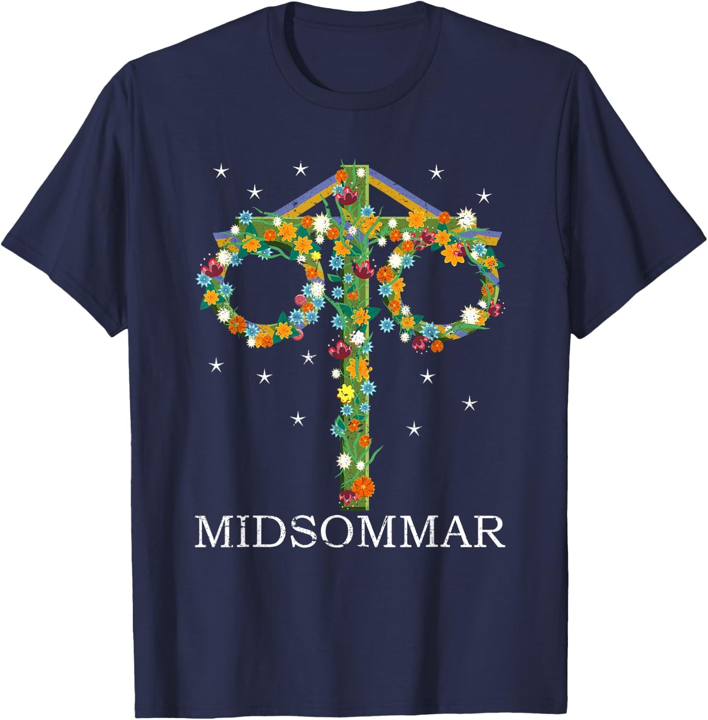 Midsommar Maypole Sweden Swedish Festival Summer Solstice T-Shirt - T-Shirt | Navy