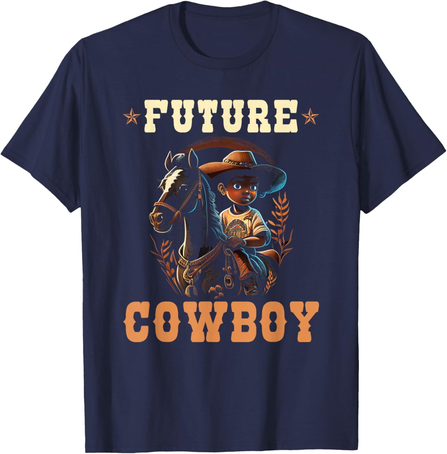 Future Cowboy Toddler African American Rodeo Cowboy Boy Kids T-Shirt - T-Shirt | Navy