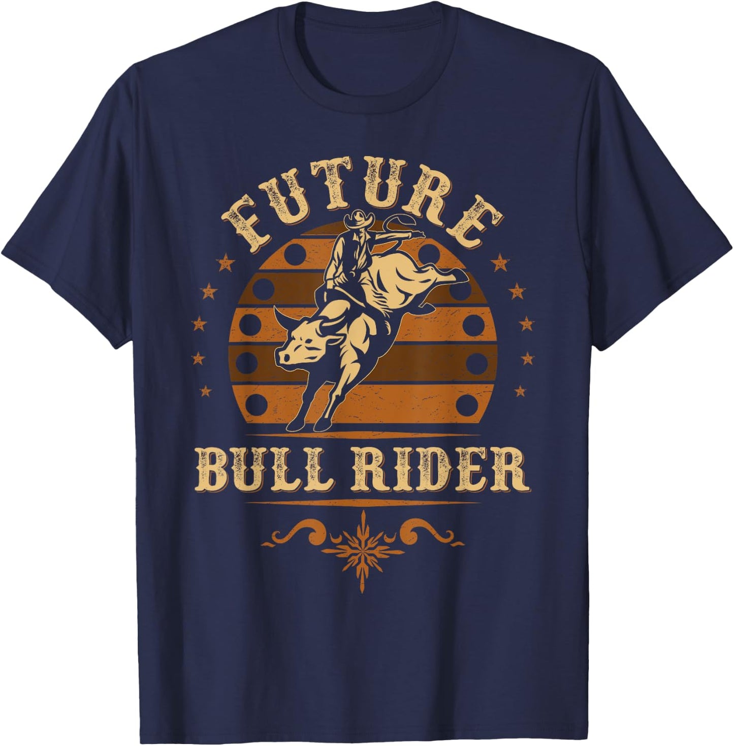 Future Bull Rider Boys Kids Rodeo Bull Riding Vintage Cowboy T-Shirt - T-Shirt | Navy
