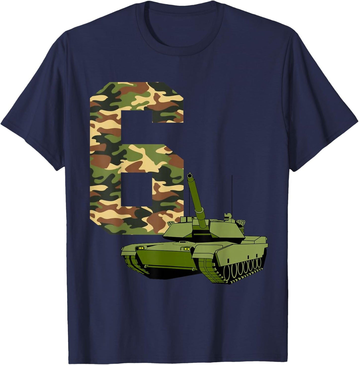 Boy 6th Birthday Military Tank Battle Themed 6 Year Old Kids T-Shirt - T-Shirt | Navy