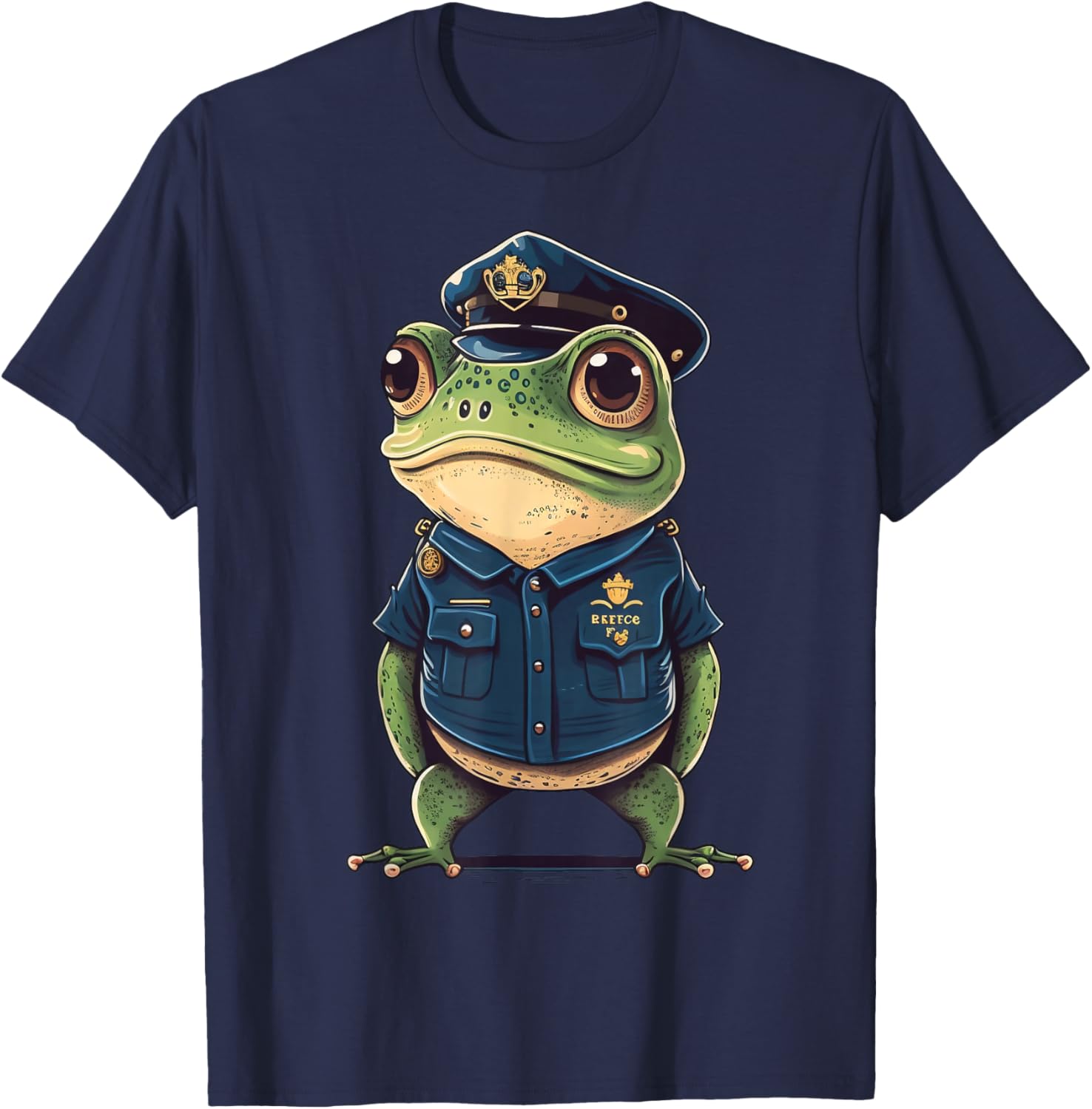 Police Officer Frog Cop on Police Frog T-Shirt - T-Shirt | Navy