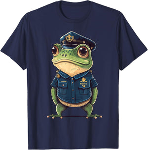 Police Officer Frog Cop on Police Frog T-Shirt - T-Shirt | Navy