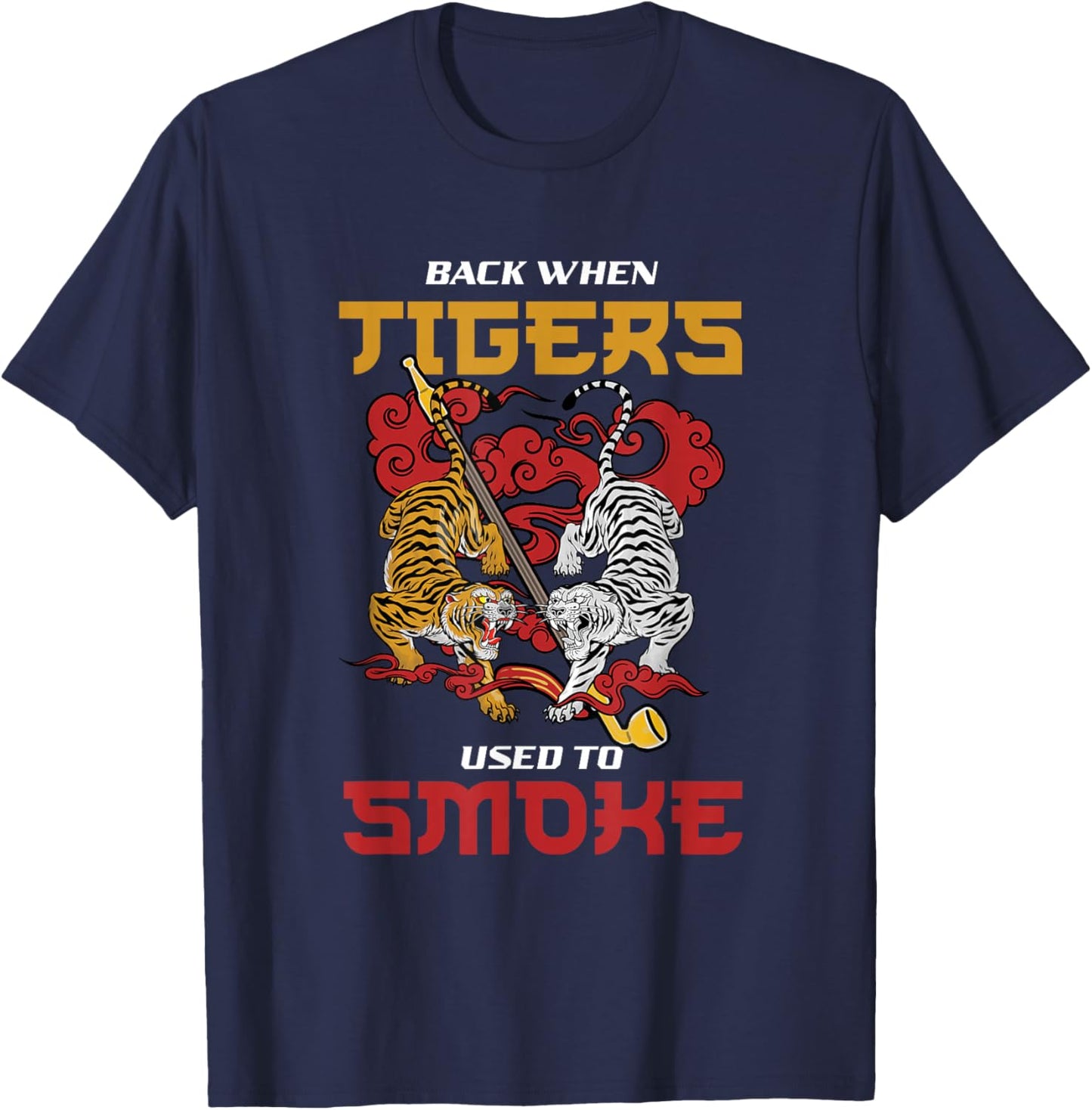 Back When Tigers Used To Smoke | Korean Myth | Korean Tiger T-Shirt - T-Shirt | Navy