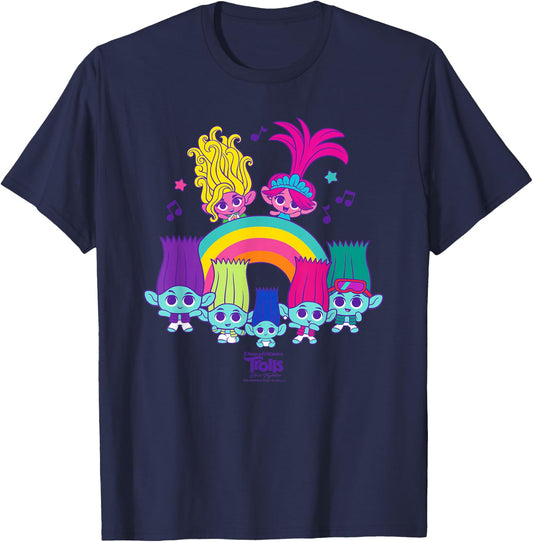 DreamWorks Trolls Band Together BroZone Poppy Viva Rainbow T-Shirt - T-Shirt | Navy