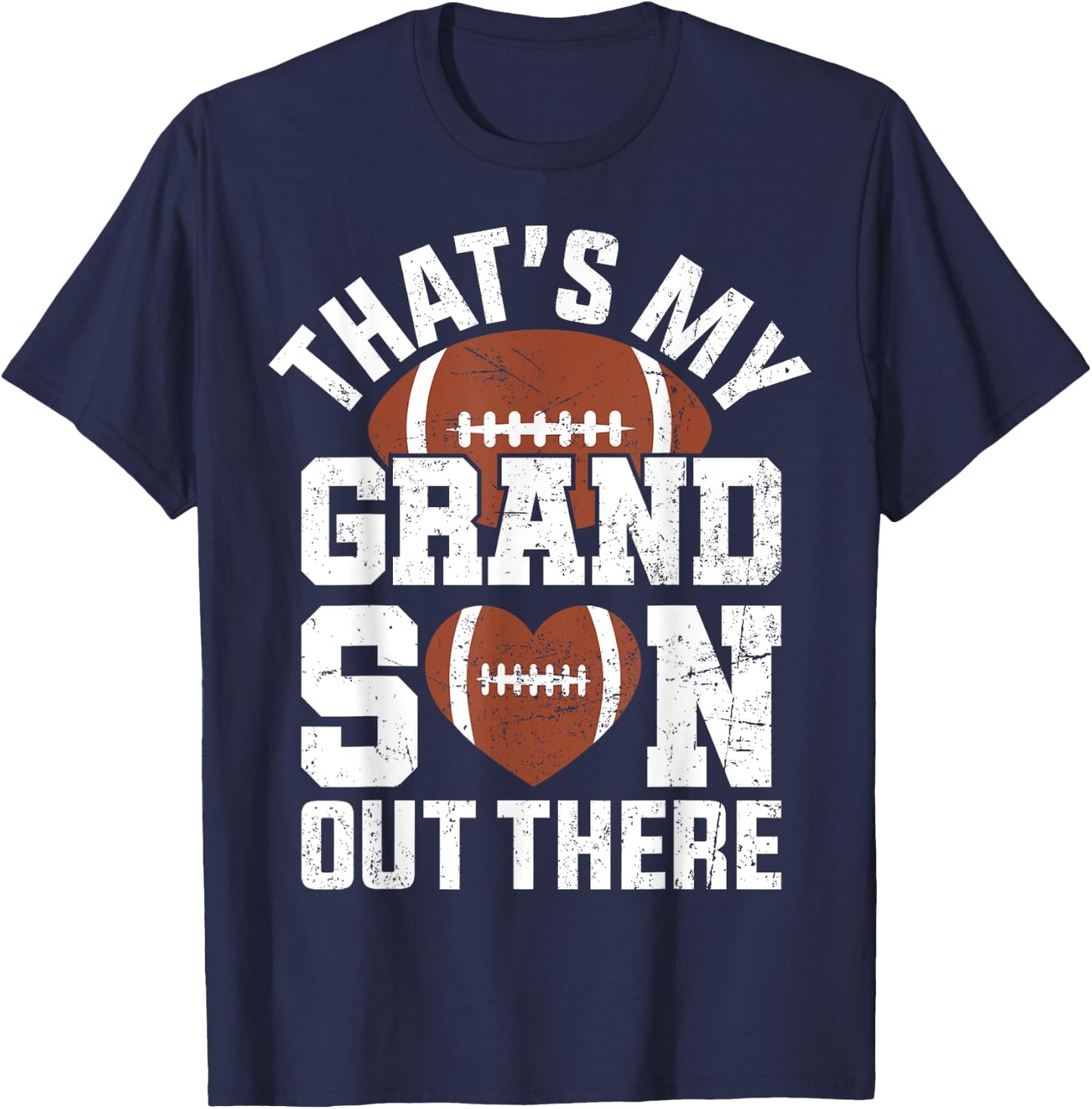 That's My Grandson Out There American Football Grandparents T-Shirt - T-Shirt | Navy