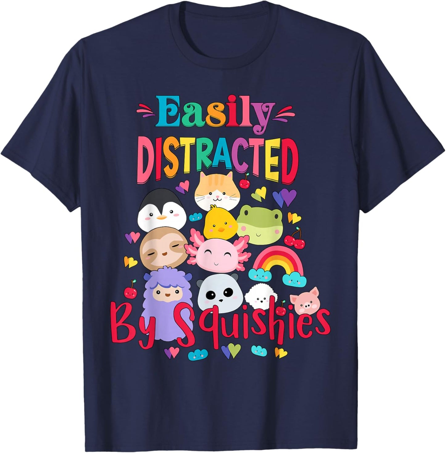 Girls Who Love Squishy Easily Distracted by Animal Squishies T-Shirt - T-Shirt | Navy