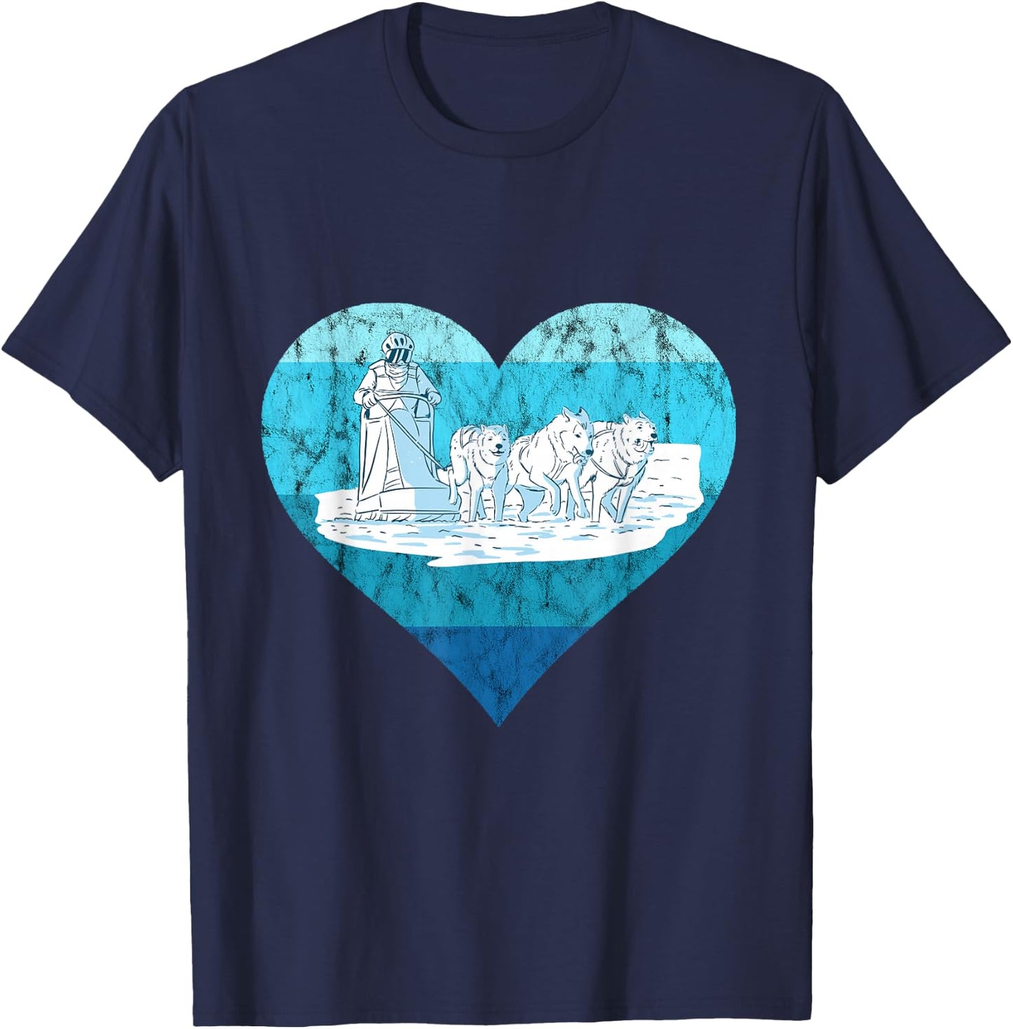 Winter Sport Vintage Sled Dog Snow Sleding Sleigh Mushing T-Shirt - T-Shirt | Navy