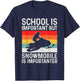 School Is Important but Snowmobile Is Importanter Funny T-Shirt - T-Shirt | Navy
