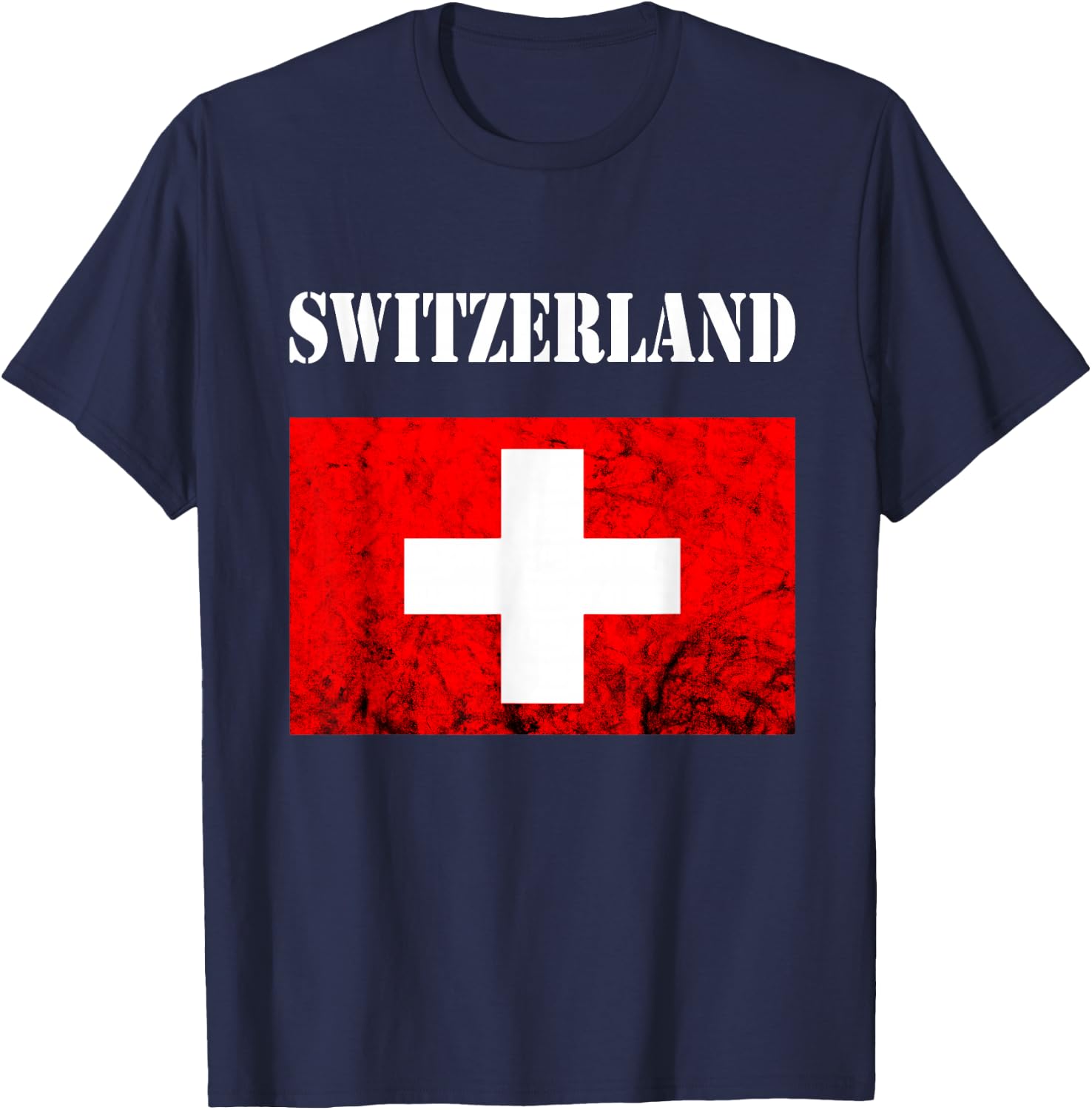 Vintage Swiss Flag Swiss Pride Switzerland Flag Schweiz T-Shirt - T-Shirt | Navy