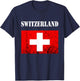 Vintage Swiss Flag Swiss Pride Switzerland Flag Schweiz T-Shirt - T-Shirt | Navy