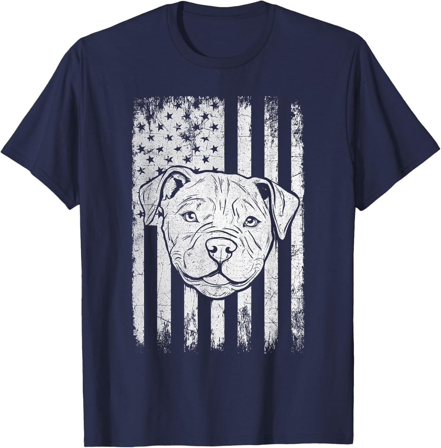 Patriotic Pitbull Dog - USA American Pet Owner Animal Lover T-Shirt - T-Shirt | Navy