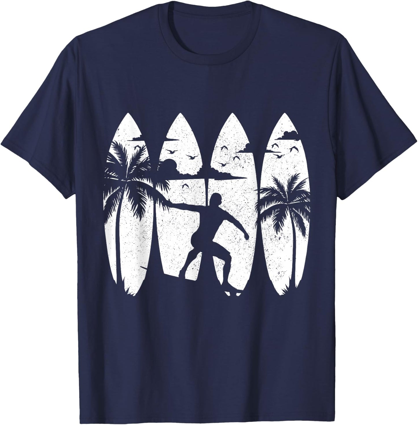 Surfer Surfboard Vintage Surfing Beach Summer Surf T-Shirt - T-Shirt | Navy