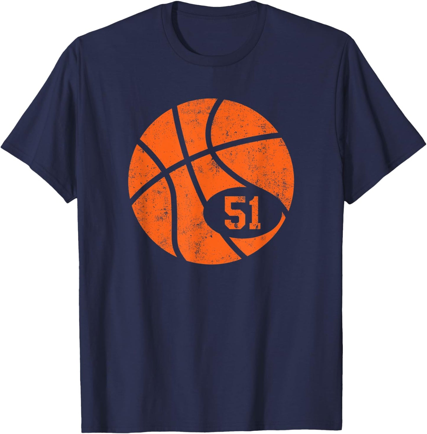 Basketball Classic Sport 51 Jersey Number Vintage Distressed T-Shirt - T-Shirt | Navy