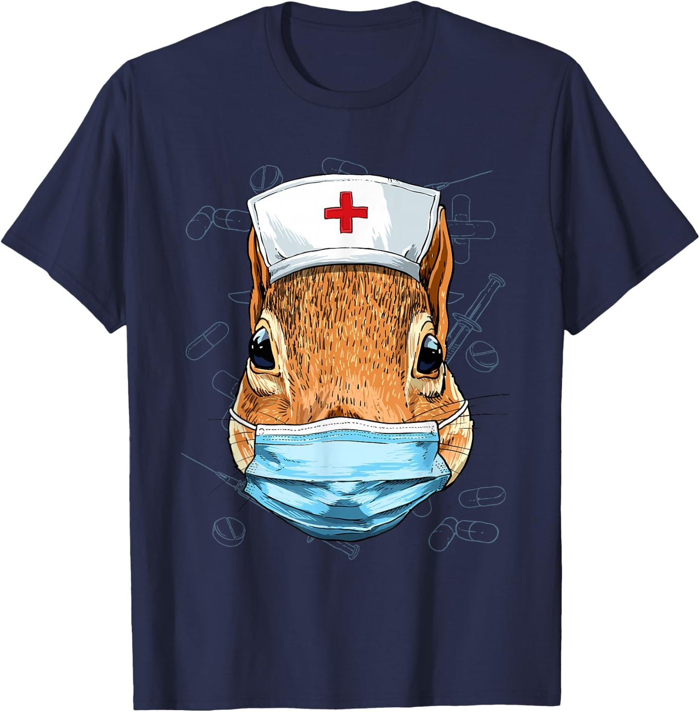 Hospital Squirrel ER Nurse RN LPN Nurse Life Squirrel Lover T-Shirt - T-Shirt | Navy