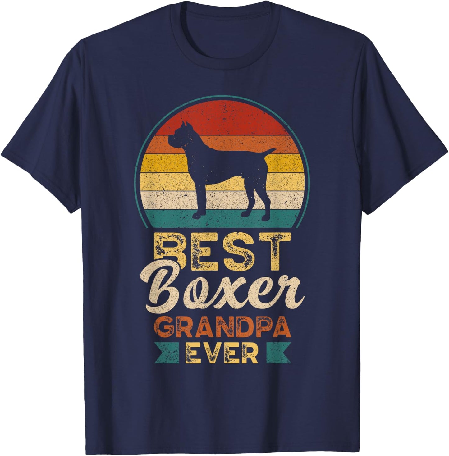 Best Boxer Grandpa Ever, Father's Day, Boxer Dog T-Shirt - T-Shirt | Navy