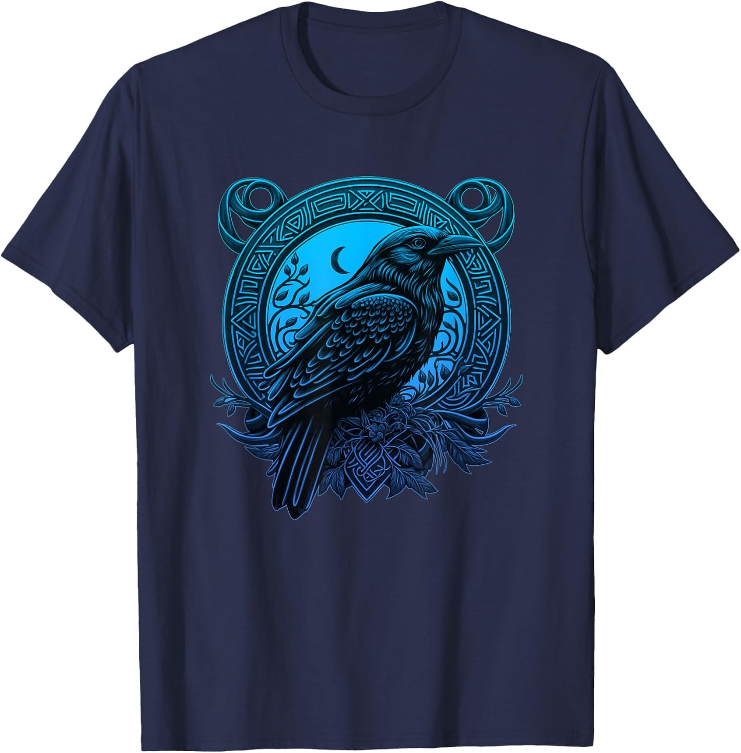 Raven Crow Celtic Art Norse Mythology Raven T-Shirt - T-Shirt | Navy