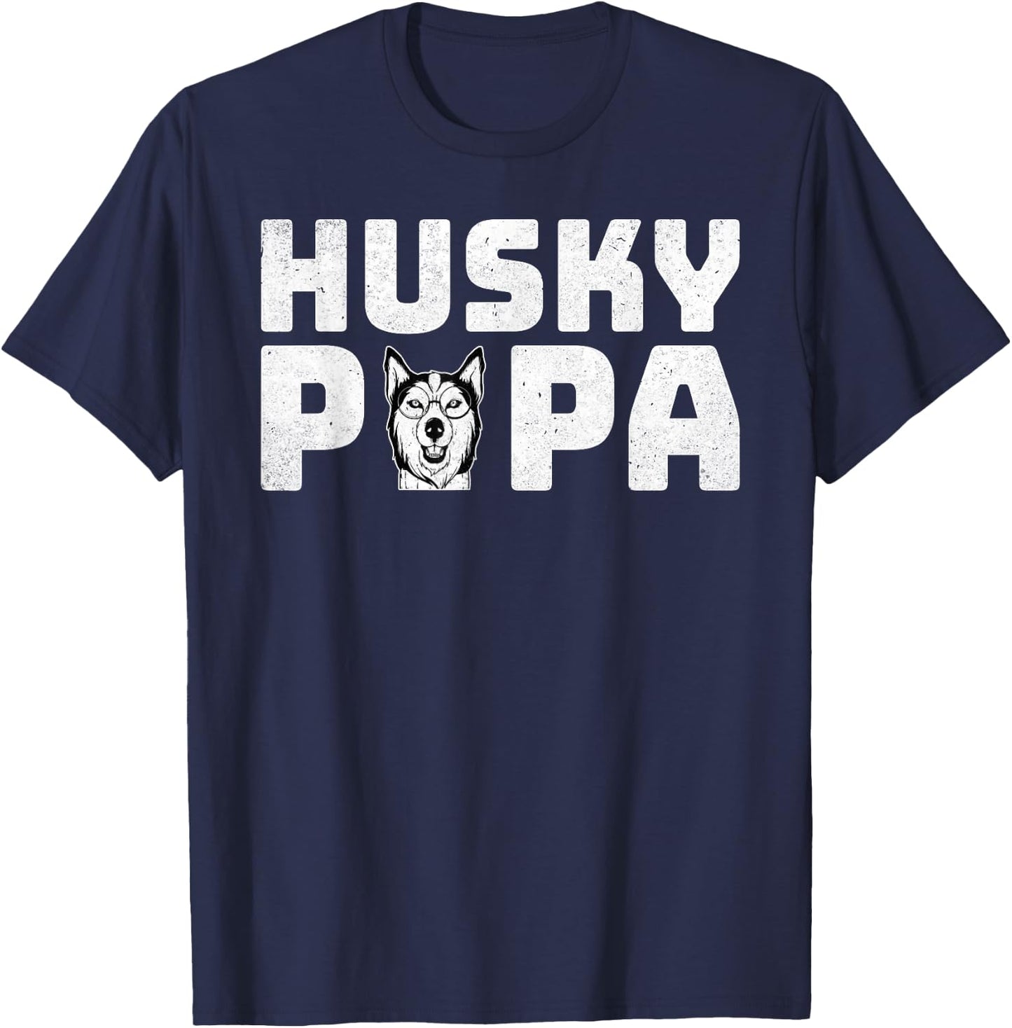 Husky Papa - Funny Siberian Husky Lover Dad Fathers Day T-Shirt - T-Shirt | Navy