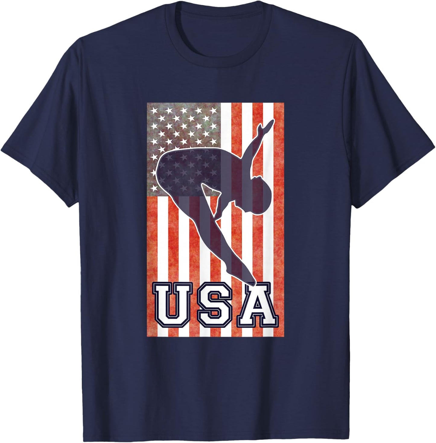 USA Diving American Flag Springboard Platform Team Athlete T-Shirt - T-Shirt | Navy