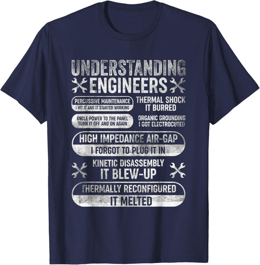Understanding Engineers Funny Sarcastic Engineering Vintage T-Shirt - T-Shirt | Navy