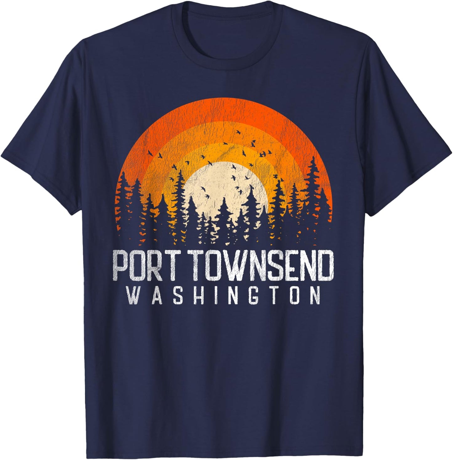 Port Townsend Washington WA Shirt Retro 70s 80s Vintage Gift T-Shirt - T-Shirt | Navy