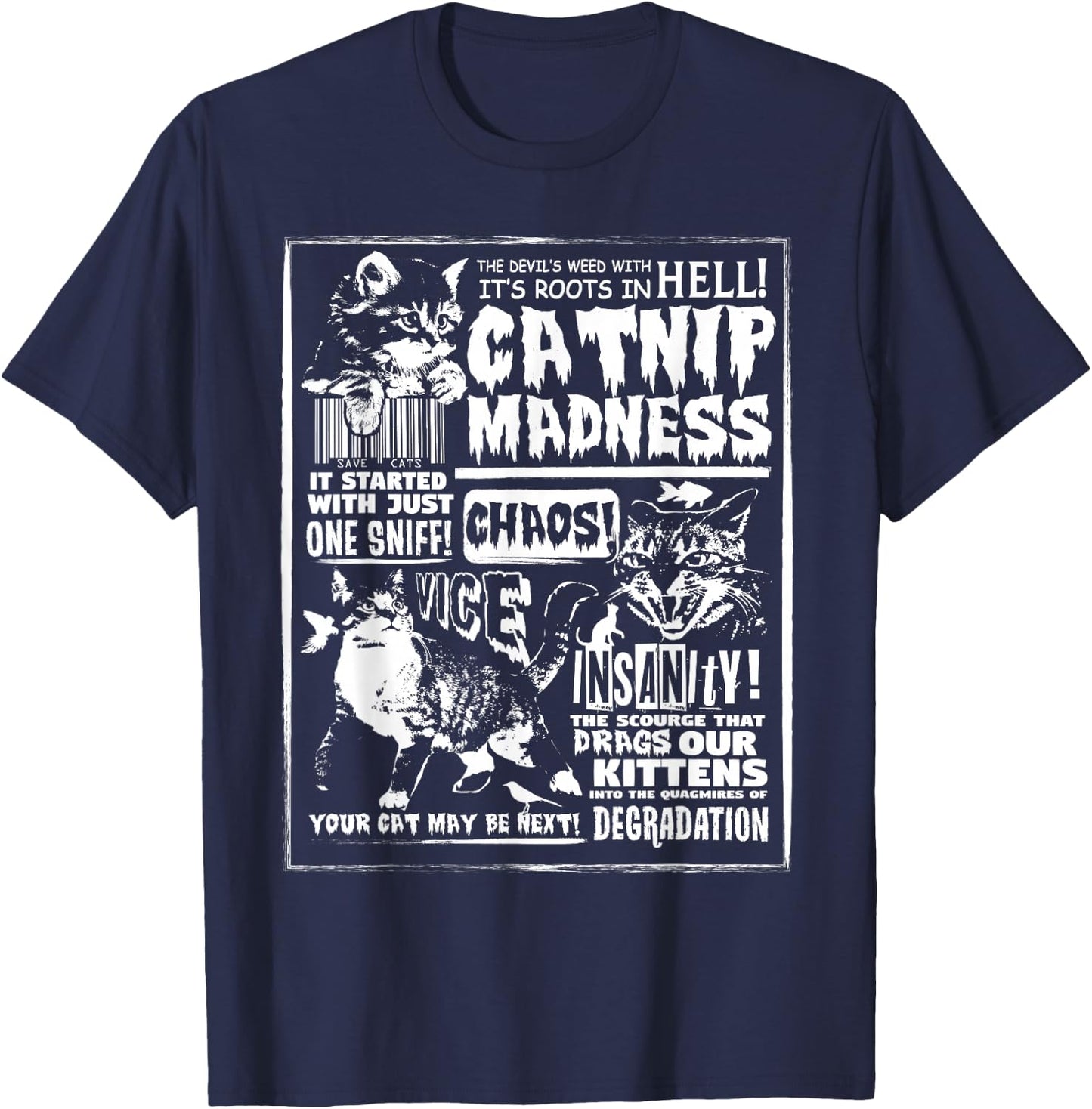 Catnip Madness Cute Kitten Cat Lover Gift Cat Owners T-Shirt - T-Shirt | Navy