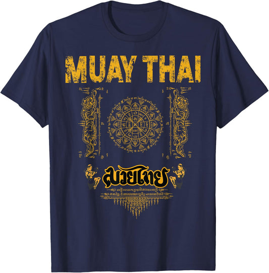 Sawadee thai traditional sak yant thai twin tiger muay thai T-Shirt - T-Shirt | Navy