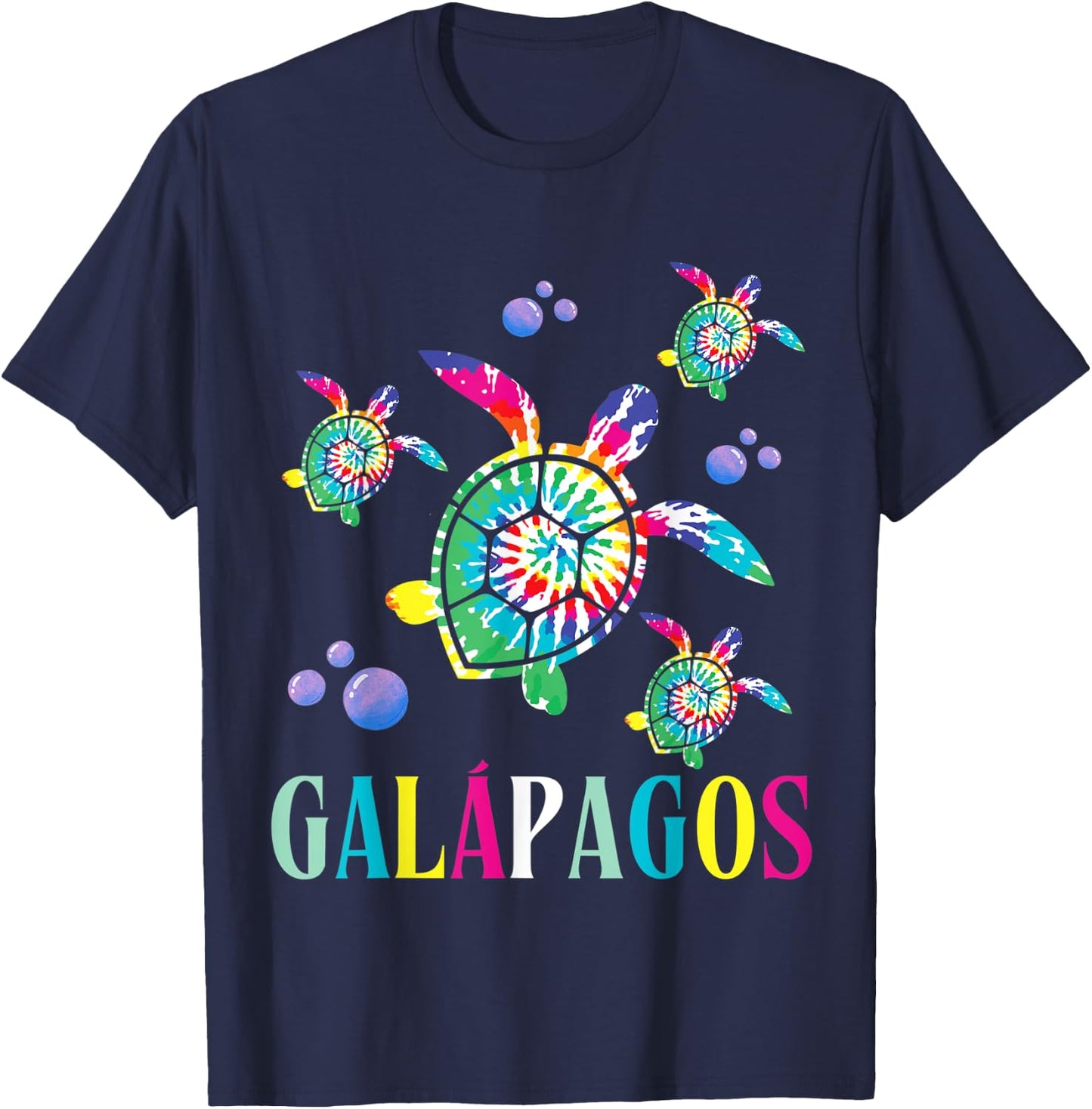 Galapagos Islands Tie Dye Sea Turtle Scuba Diving T-Shirt - T-Shirt | Navy