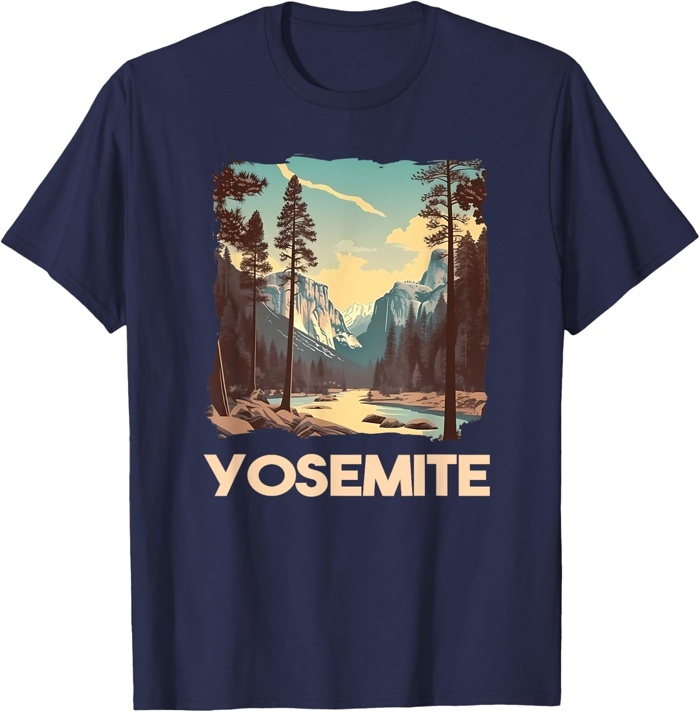 Vintage Yosemite National Park Nature Lover Adventure T-Shirt - T-Shirt | Navy