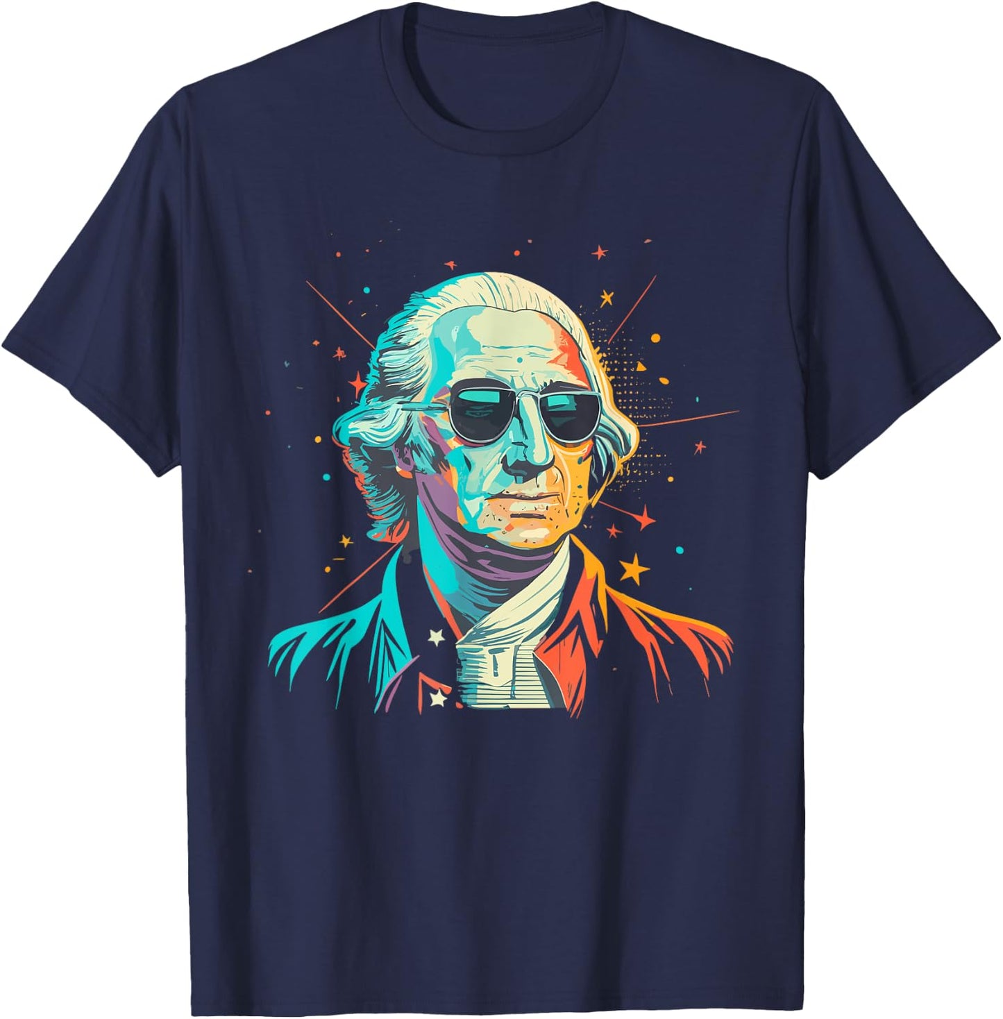 George Washington With Sunglasses | George Washington T-Shirt - T-Shirt | Navy
