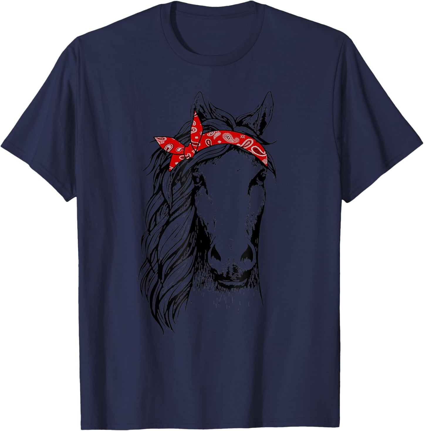 Horse Bandana for Horseback Riding Horse Lover T-Shirt - T-Shirt | Navy