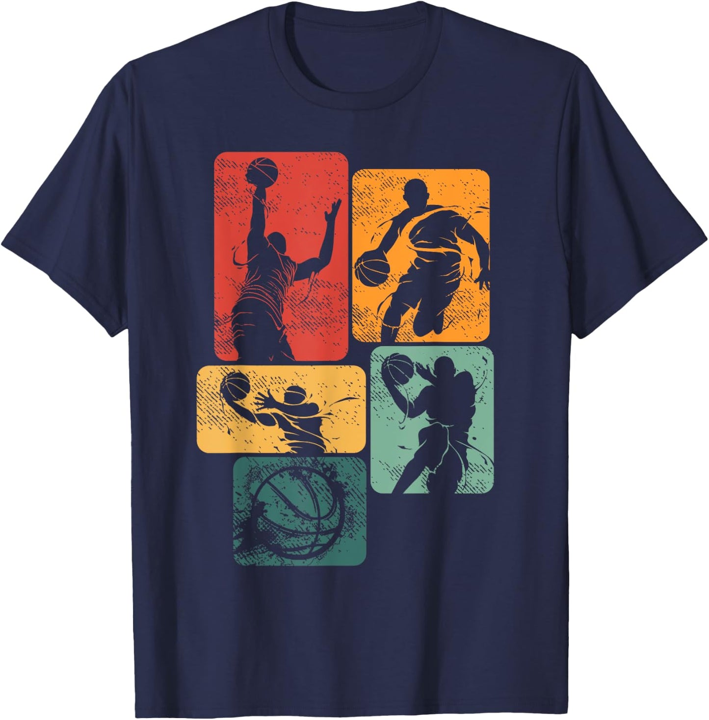 Retro Basketball Player Baller Sport Team Vintage Men Boys T-Shirt - T-Shirt | Navy