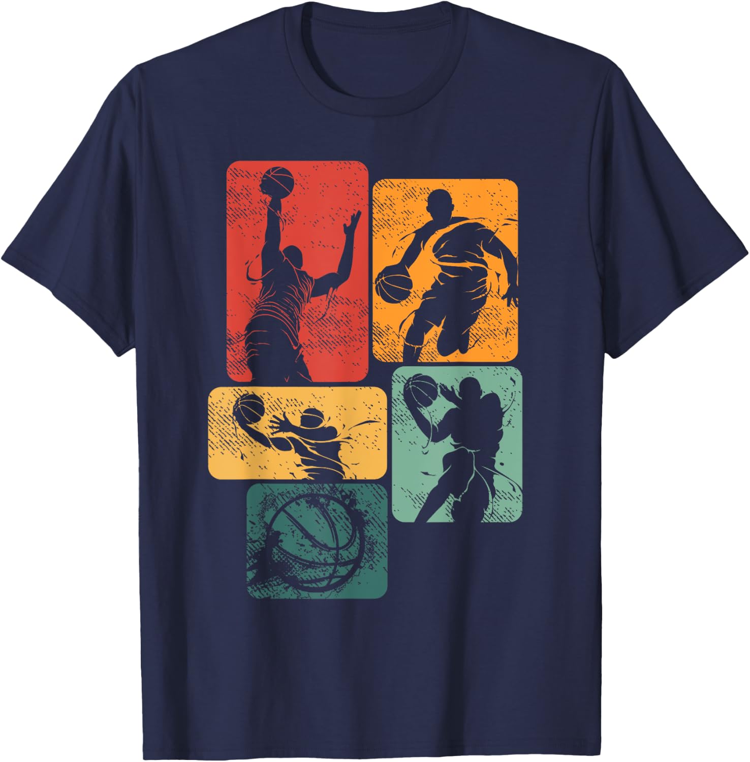 Retro Basketball Player Baller Sport Team Vintage Men Boys T-Shirt - T-Shirt | Navy