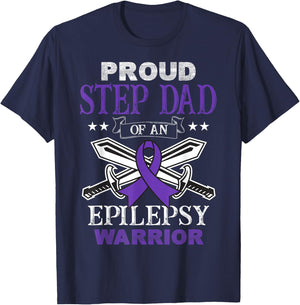 Proud Step Dad Of An Epilepsy Warrior Family Matching Party T-Shirt - T-Shirt | Navy