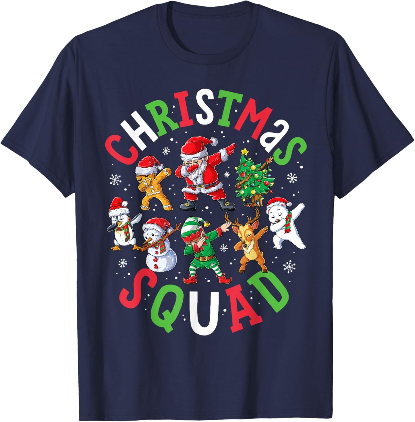 Christmas Squad Santa Dabbing Elf Family Matching Pajamas T-Shirt - T-Shirt | Navy