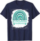 Scleroderma Awareness Bleached Rainbow Teal Ribbon Men Women T-Shirt - T-Shirt | Navy